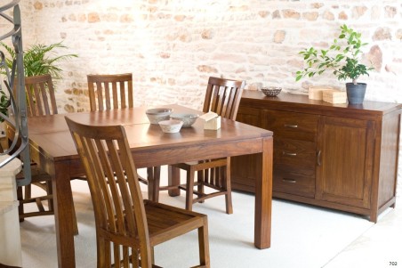 LORINE Square Brown Dining Table 140/50x140cm Mindi Wood