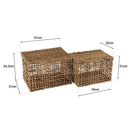 Set de 2 paniers de rangement SIXTINE en tissage naturel