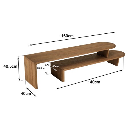SIXTINE Modular TV Stand 160x40cm - Natural Recycled Teak Wood