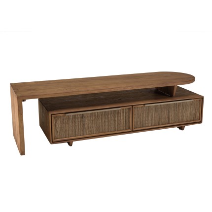 Meuble TV SIXTINE modulable 140x40cm en bois teck recyclé