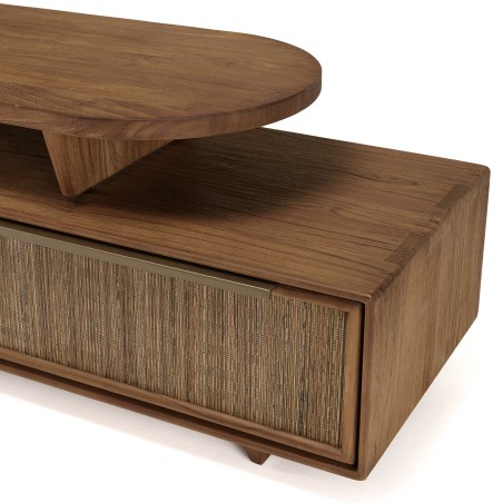Meuble TV SIXTINE modulable 140x40cm en bois teck recyclé