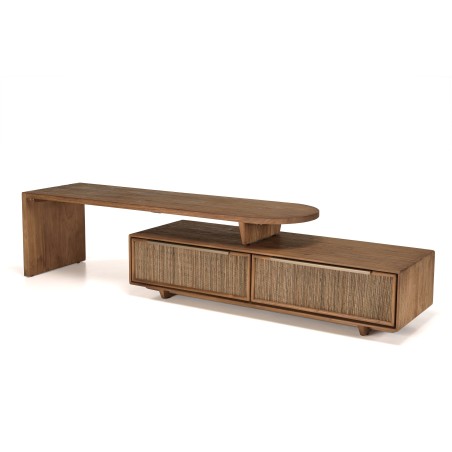 Meuble TV SIXTINE modulable 140x40cm en bois teck recyclé