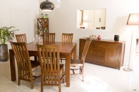 LORINE Square Brown Dining Table 140/50x140cm Mindi Wood