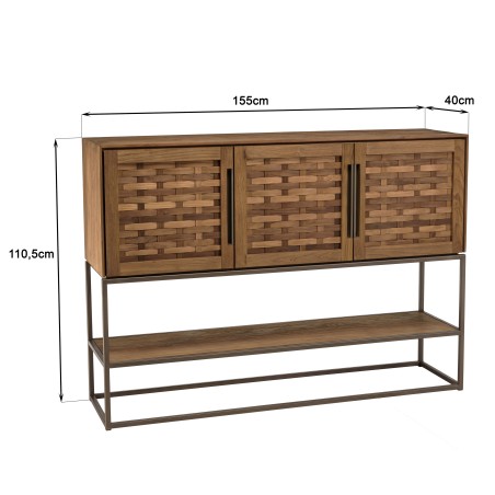 SIXTINE Recycled Teak Wood Sideboard - 3 Doors
