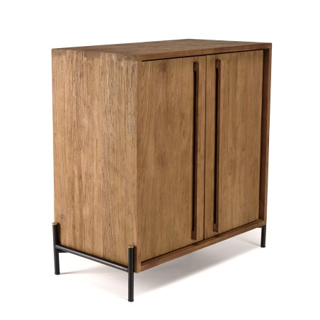 SIXTINE Sideboard - Recycled Teak Wood with Black Metal Legs