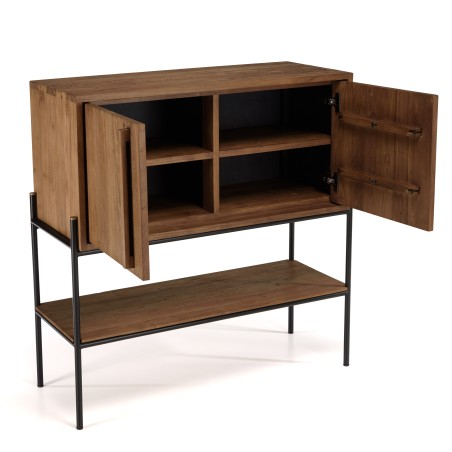 SIXTINE Sideboard - Natural Recycled Teak Wood - 2 Doors & 1 Niche