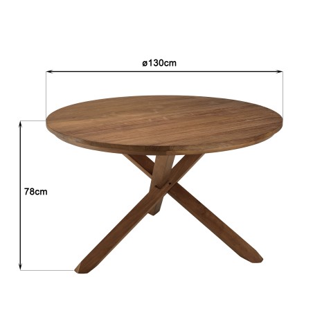Table à manger ronde SIXTINE en bois de teck recyclé