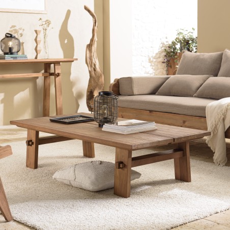 Table basse rectangulaire en bois de teck recyclé SIXTINE 140x70cm