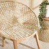SIXTINE Beige Armchair with Rounded Backrest and Woven Abaca Seat