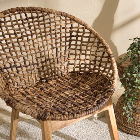 SIXTINE Armchair - Rounded Backrest & Woven Abaca Seat