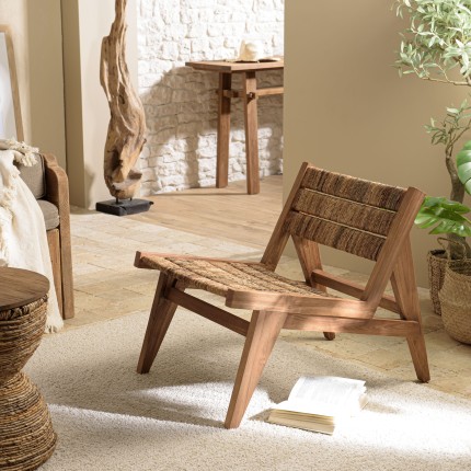 Fauteuil lounge SIXTINE en bois de teck recyclé