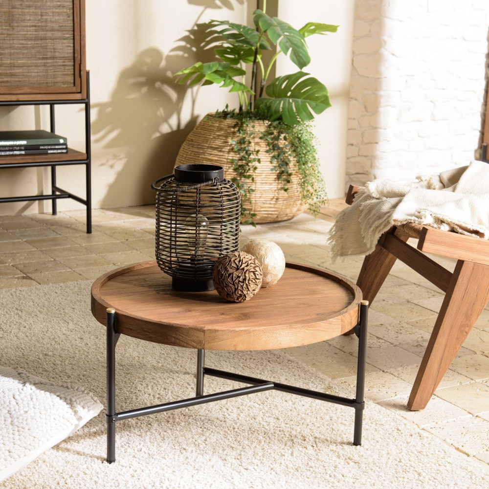 Table basse ronde SIXTINE en teck recyclé 58x58cm Table basse ronde SIXTINE en teck recyclé 58x58cm