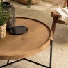 Table basse ronde SIXTINE en bois de teck recyclé