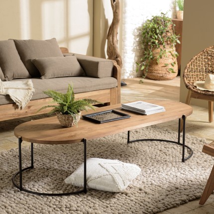 Table basse ovale SIXTINE en bois de teck recyclé