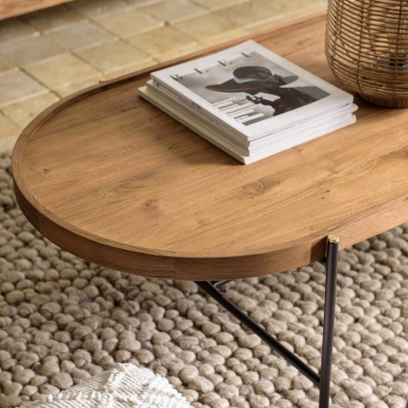 Table basse ovale SIXTINE en bois de teck recyclé