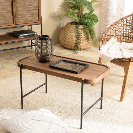 SIXTINE Oval Coffee Table 85x43cm - Recycled Teak Wood Top