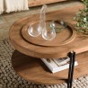 Table basse ovale Sixtine - Teck recyclé et métal noir