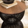 Table d'appoint SIXTINE en rotin noir et teck recyclé