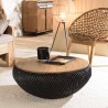 SIXTINE Round Coffee Table 80x80cm - Black Rattan with Removable Top