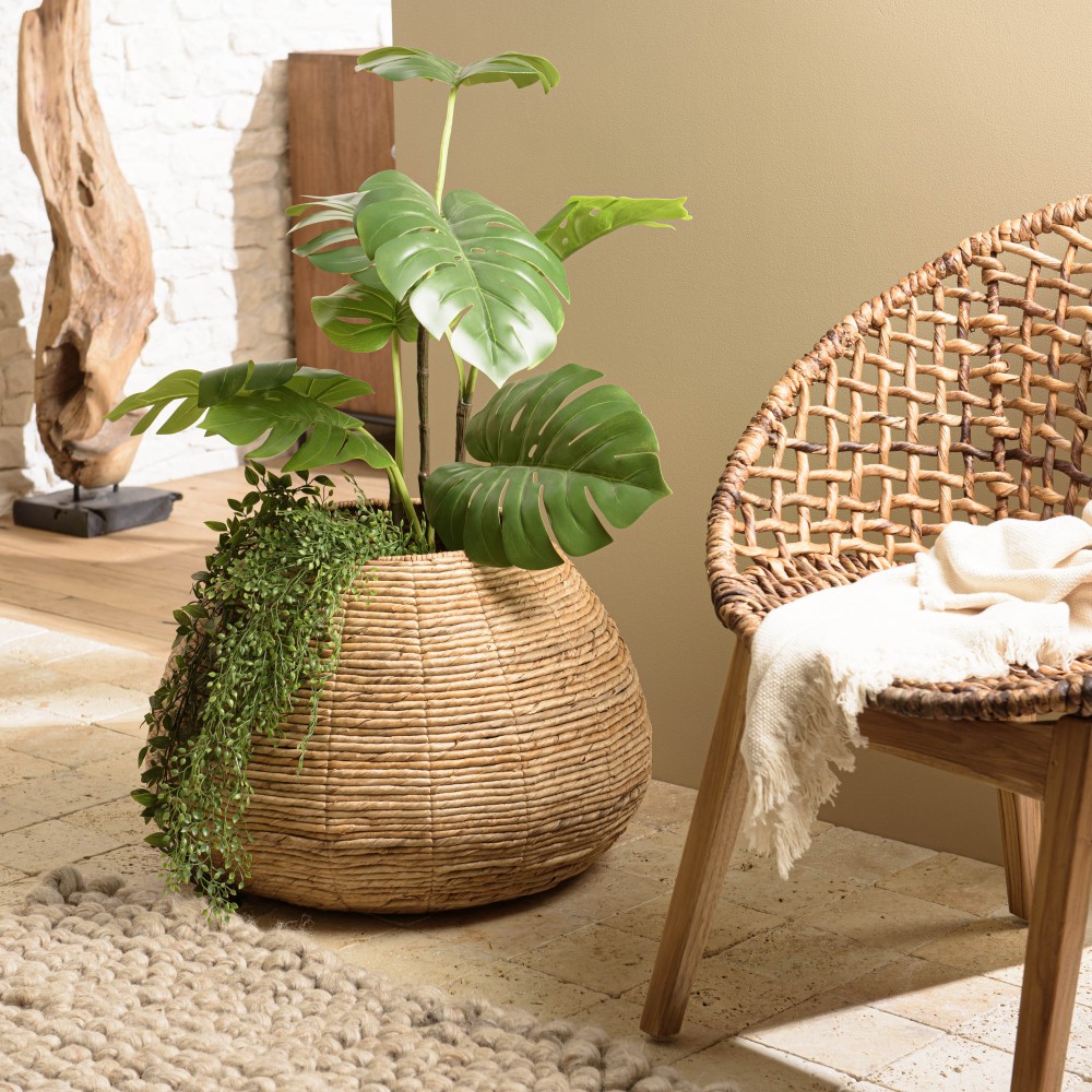 Cache pot SIXTINE en abaca naturel - Petit modèle Cache pot SIXTINE en abaca naturel - Petit modèle