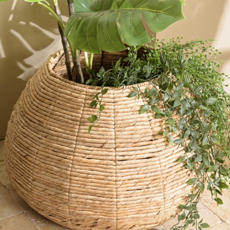 SIXTINE Small Plant Pot in Natural Abaca Weave