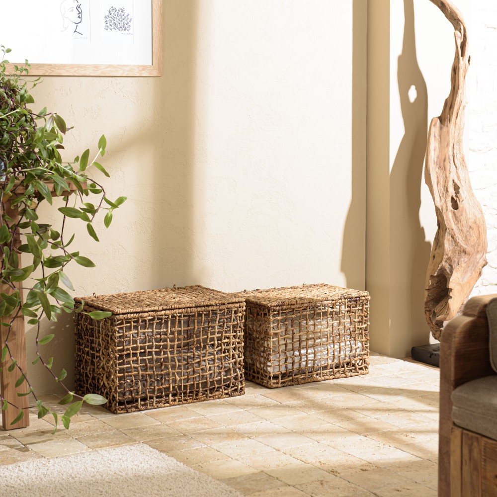 SIXTINE - Set of 2 Natural Storage Baskets | Rectangular Weave SIXTINE - Set of 2 Natural Storage Baskets | Rectangular Weave