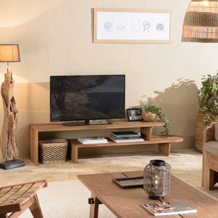 Meuble TV modulable SIXTINE en bois de teck recyclé