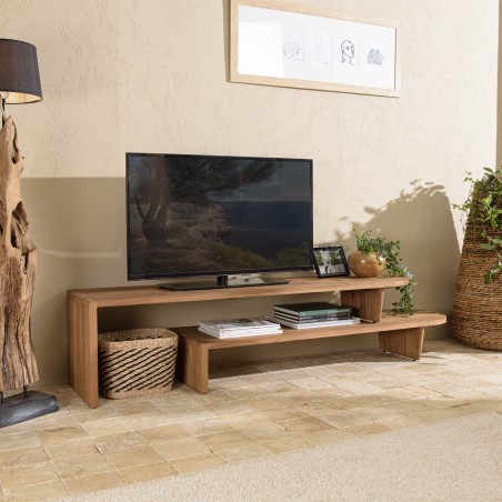 Meuble TV modulable SIXTINE en bois de teck recyclé