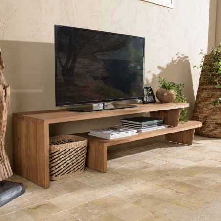Meuble TV modulable SIXTINE en bois de teck recyclé