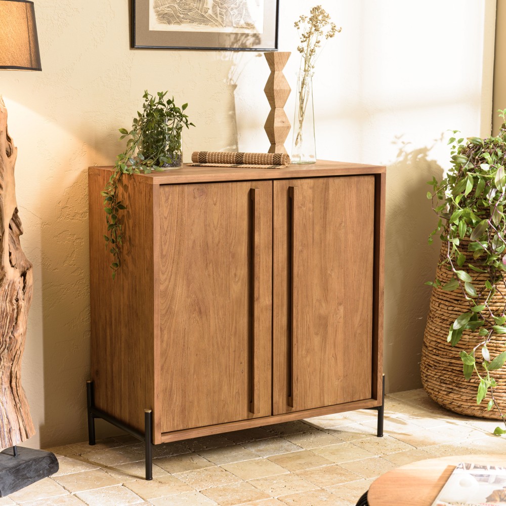 SIXTINE Sideboard - Recycled Teak Wood with Black Metal Legs SIXTINE Sideboard - Recycled Teak Wood with Black Metal Legs