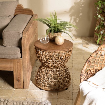 Tabouret SIXTINE en bois de teck recyclé
