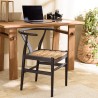 SIXTINE Black Recycled Teak Chair - Trendy Rounded Backrest