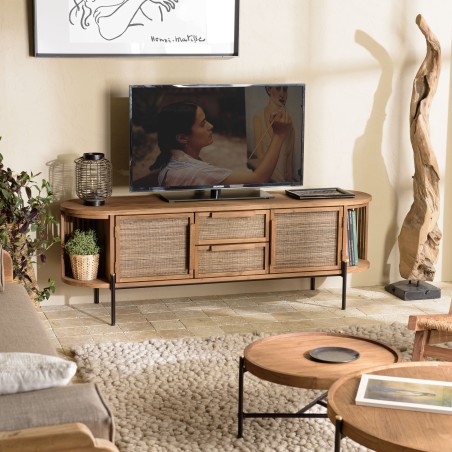 Meuble TV SIXTINE en bois de teck recyclé