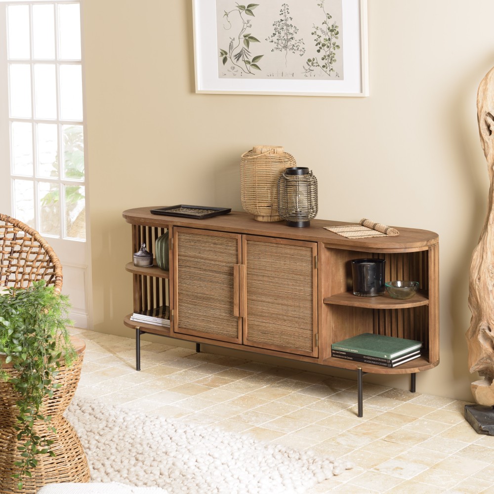 Buffet arrondi en bois de teck recyclé SIXTINE Buffet arrondi en bois de teck recyclé SIXTINE
