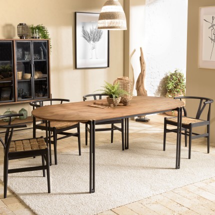 Table à manger ovale SIXTINE 200x105cm en bois de teck recyclé