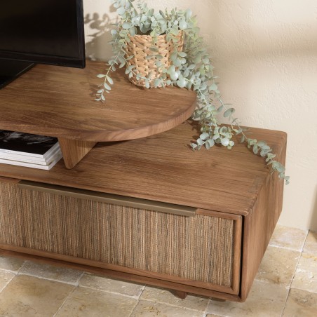 Meuble TV SIXTINE modulable 140x40cm en bois teck recyclé
