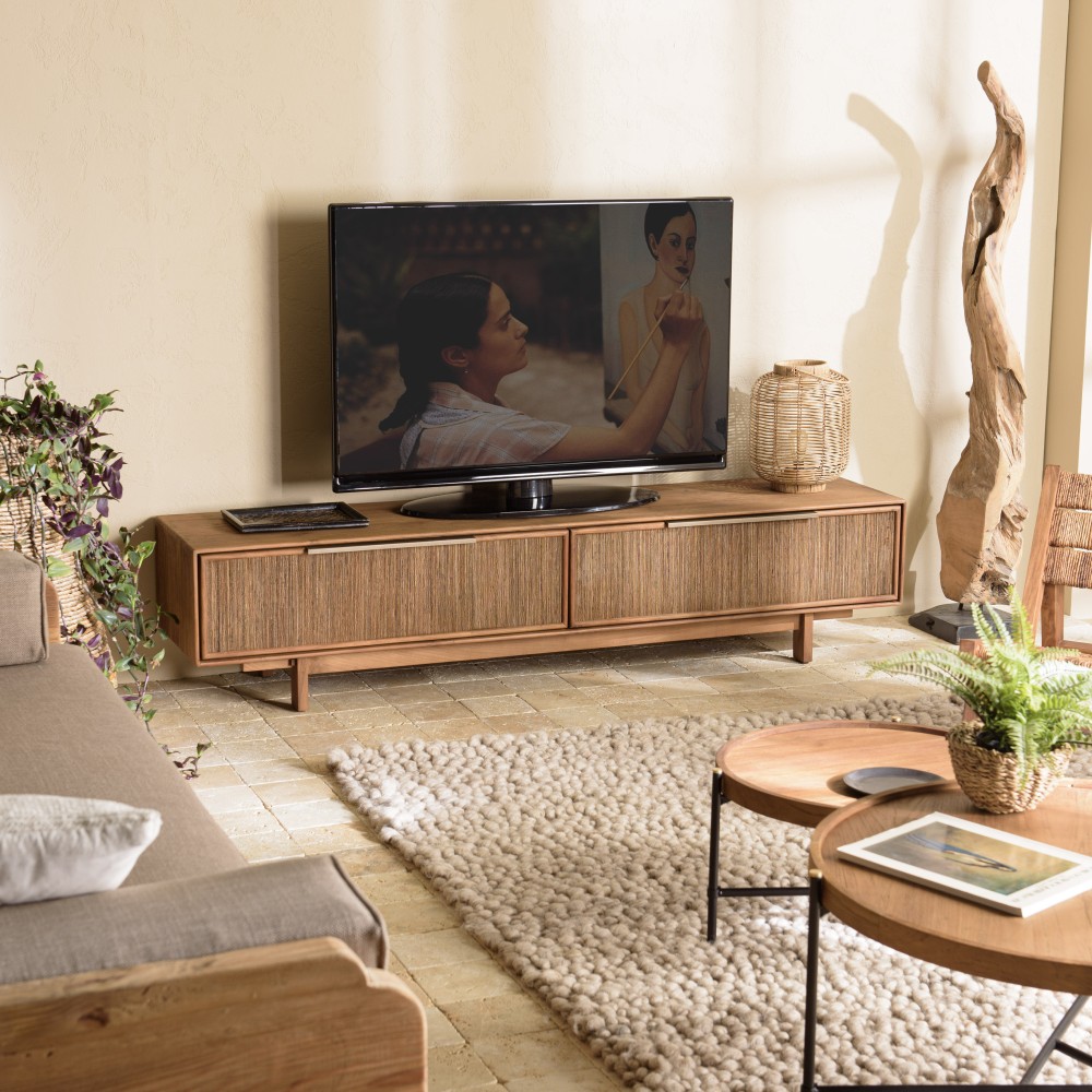 Meuble TV SIXTINE en bois teck recyclé Meuble TV SIXTINE en bois teck recyclé