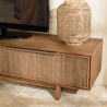 Sixtine TV Stand with 2 Drawers | Recycled Teak Wood & Natural Weave