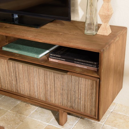 SIXTINE TV Stand - Recycled Teak Wood - 2 Drawers & 2 Niches