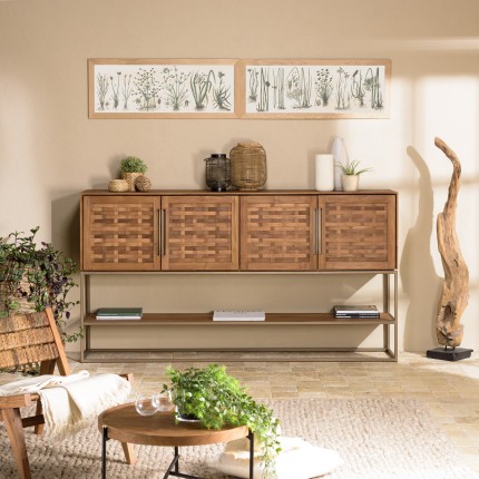 SIXTINE Recycled Teak Wood Sideboard with Bamboo Weave