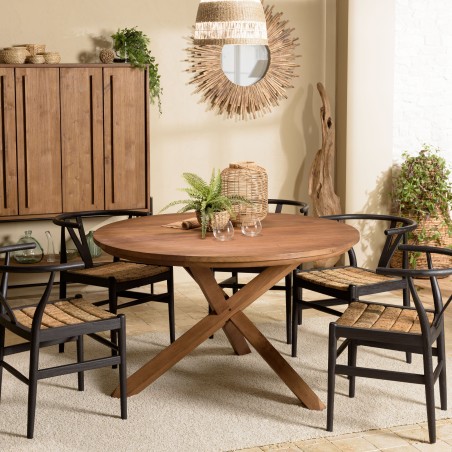 SIXTINE Round Dining Table 130x130cm - Recycled Teak Wood