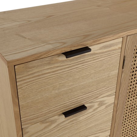 MARCEAU Sideboard with 3 Drawers and 2 Doors - Natural Cane Finish