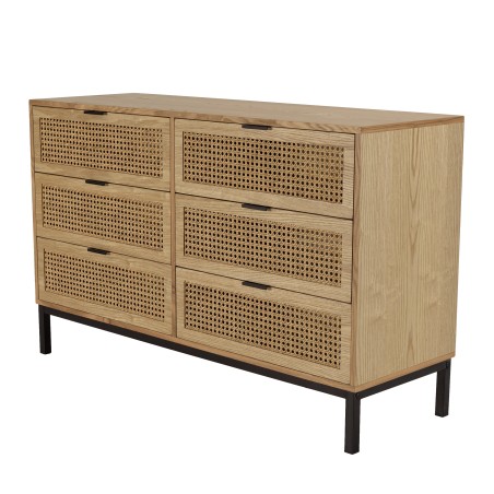 Commode MARCEAU - 6 tiroirs cannage naturel