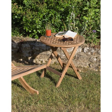 Table pique-nique de jardin ronde en bois Teck
