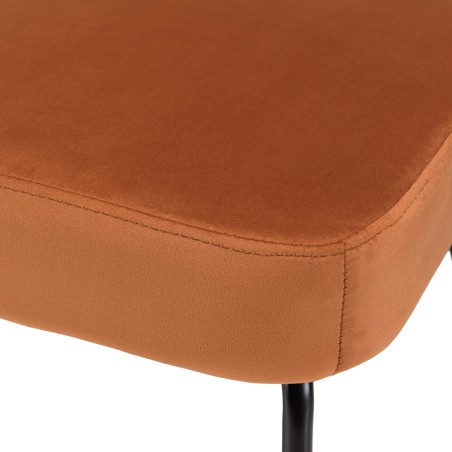 Fauteuil AGATHE - Métal noir et velours orange ambré