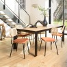AGATHE Set of 2 Black Metal Chairs with Amber Orange Velvet Seats