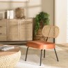 AGATHE Black Metal Armchair with Amber Orange Velvet Seat