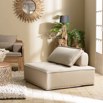 AGATHE Beige Upholstered Footstool 100x100cm - Comfortable Seating