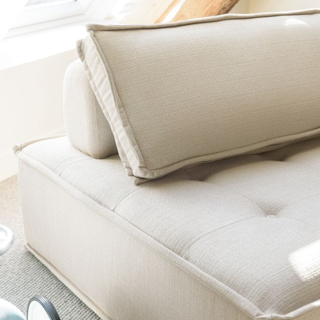 AGATHE Beige Upholstered Footstool 100x100cm - Comfortable Seating