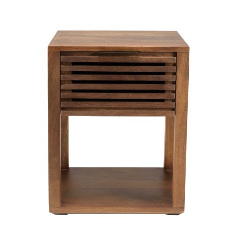 ALIX Mango Wood Bedside Table with 1 Open Drawer